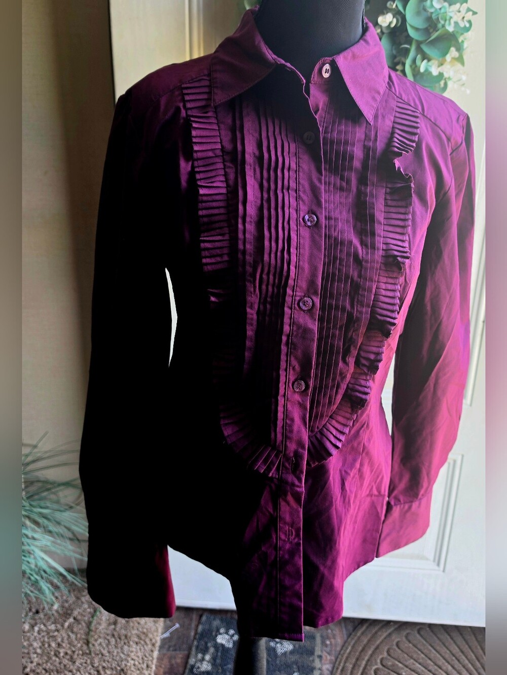 Worthington Ruffled Button-Up Blouse